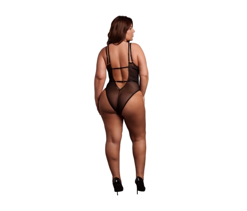 Obsessive Bodysuit 861-TED-1 Plus Size Lace Black Adjustable Fit