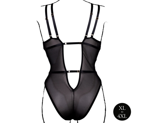 Obsessive Bodysuit 861-TED-1 Plus Size Lace Black Adjustable Fit