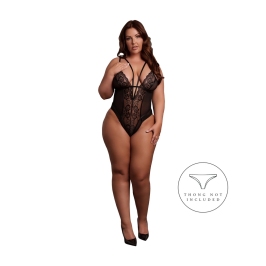 Obsessive Bodysuit 861-TED-1 Plus Size Lace Black Adjustable Fit