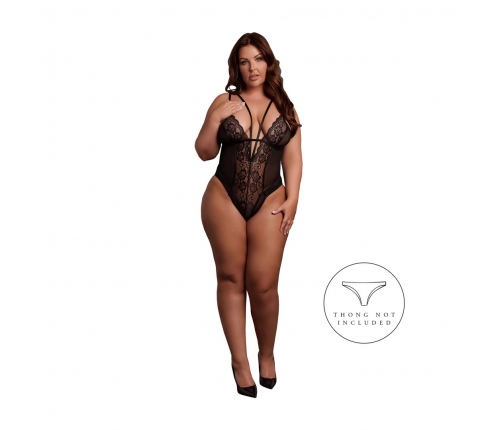 Obsessive Bodysuit 861-TED-1 Plus Size Lace Black Adjustable Fit