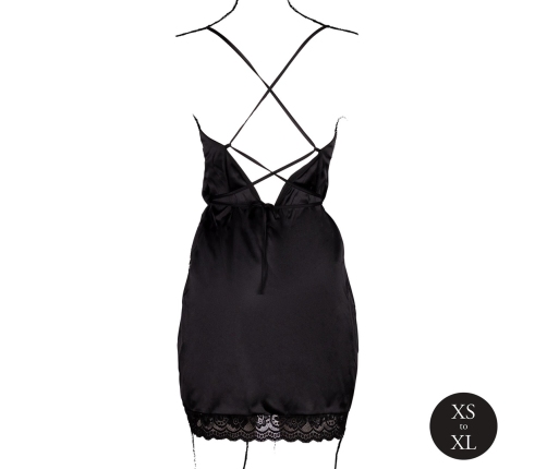 Obsessive Black Silk Dress Model 8714273043771 with Open Back and Slit, One Size Obsessive Black Silk Dress Model 8714273043771 with Open Back and Slit, One Size
