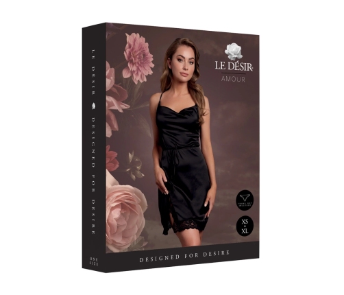 Obsessive Black Silk Dress Model 8714273043771 with Open Back and Slit, One Size Obsessive Black Silk Dress Model 8714273043771 with Open Back and Slit, One Size