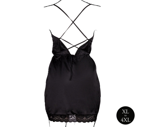 Obsessive Plus Size Silk Dress Black with Criss Cross Back and Slit
