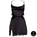 Obsessive Plus Size Silk Dress Black with Criss Cross Back and Slit