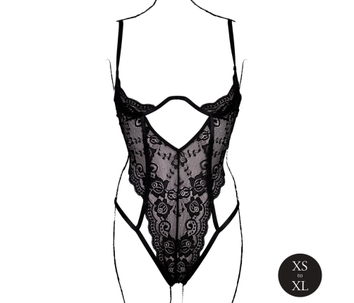 Obsessive Bodysuit Luiza Open Cup Lace, Adjustable, One Size, Black