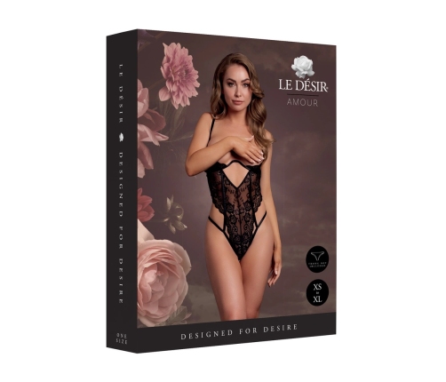Obsessive Bodysuit Luiza Open Cup Lace, Adjustable, One Size, Black