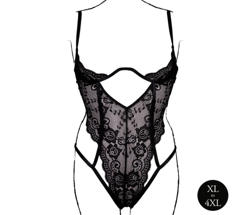 Obsessive Bodysuit Model 8714273043801 Plus Size Lace Open Cup Black