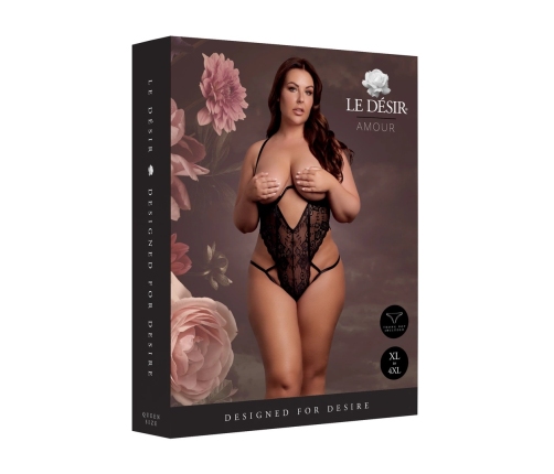 Obsessive Bodysuit Model 8714273043801 Plus Size Lace Open Cup Black