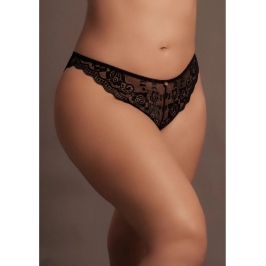 Zoé - Elastic Lace Brief with Back Lacing and Golden Details - Plus Size