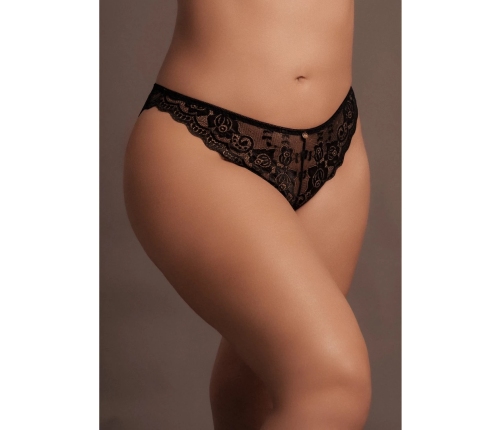 Zoé - Elastic Lace Brief with Back Lacing and Golden Details - Plus Size