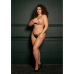 Julie - Elastic Mesh Thong with Open Crotch , Adjustable Sliders and Golden Details - Plus Size