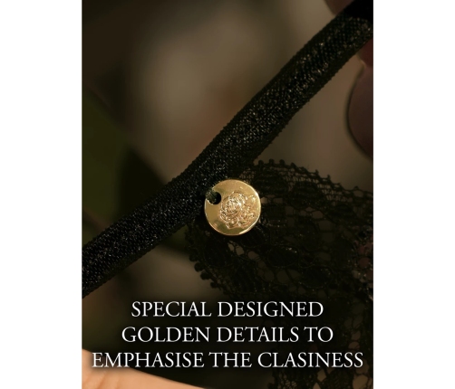 Noel - Elastic Lace Garter with Golden Details - Plus Size
