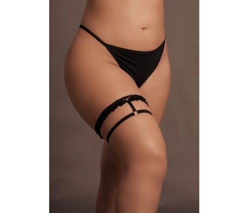 Celeste - Elastic Lace Garter with Sliders and Golden Details - Plus Size