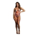 Open-Cup Strappy Teddy and Dazzling Nipple Bling Sticker - One Size