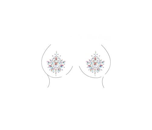 Open-Cup Strappy Teddy and Dazzling Nipple Bling Sticker - One Size