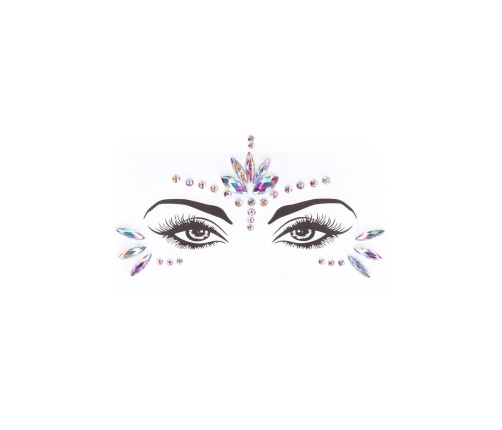 2-Piece Bra Set with Garters and Dazzling Eye Contact Bling Sticker - One Size - Multicolor