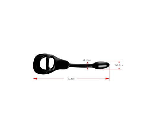 Armor Tug Lock - Cockring with Ball Strap and Butt Plug - Small