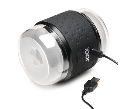 JOCK Vibrating Double Tunnel Intimate Machine Black Rechargeable
