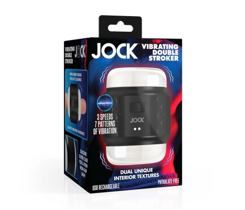 JOCK Vibrating Double Tunnel Intimate Machine Black Rechargeable