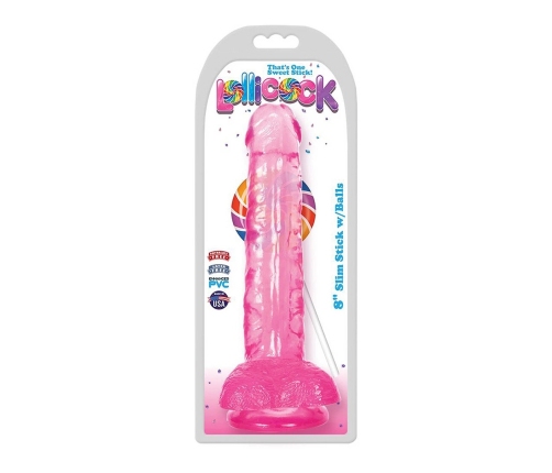 Slim Stick Cherry Ice - Dildo with balls - 8 / 20,5 cm