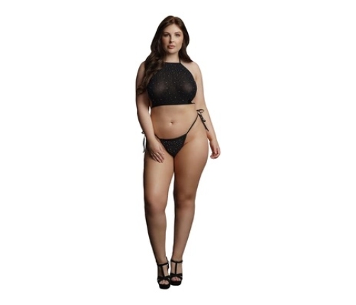 Festive Rhinestone Top and Thong - Plus Size