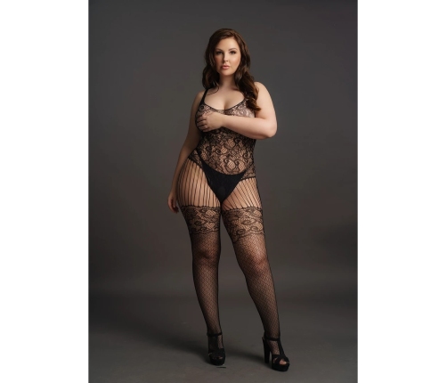 Lace and Fishnet Bodystocking - Plus Size