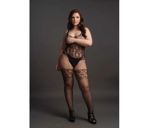 Lace and Fishnet Bodystocking - Plus Size