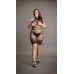High Lace Neck Net Mini Dress - Plus Size