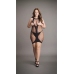 High Neck Net Contrast Mini Dress - Plus Size