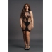 High Neck Net Contrast Mini Dress - Plus Size