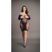 Contrast Net Long Sleeved Mini Dress - Plus Size