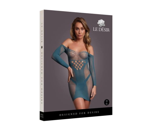 Long-Sleeved Net Mini Dress - One Size
