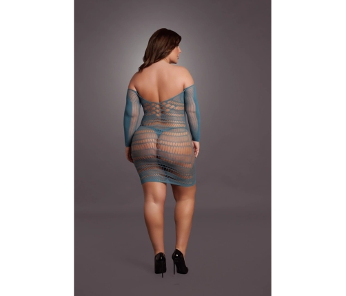 Long-Sleeved Net Mini Dress - Queen Size