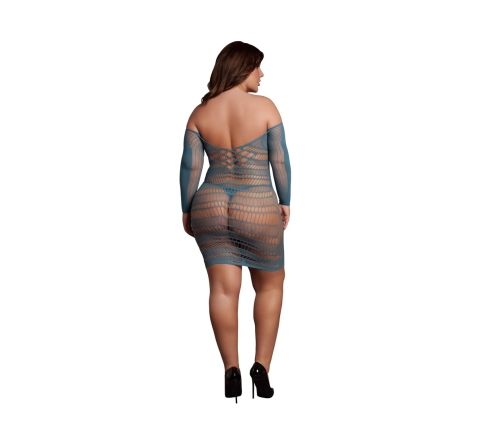 Long-Sleeved Net Mini Dress - Queen Size