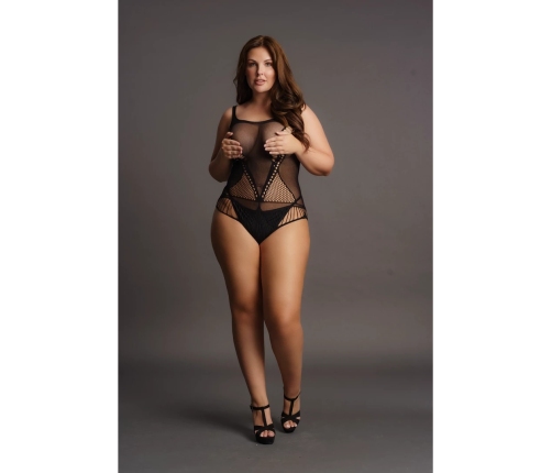 Contrast Net Teddy - Plus Size
