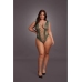 V-Neck Teddy with Opaque Panels - Queen Size