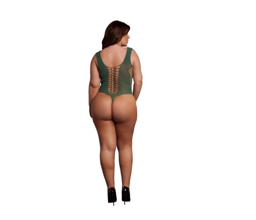 V-Neck Teddy with Opaque Panels - Queen Size