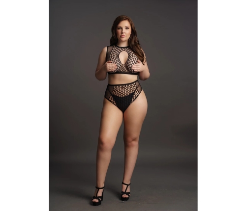 Duo Net Key-Hole Bra Set - Plus Size