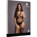 Contrast Fence Net Suspender Bodystocking - Plus Size