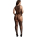 Contrast Fence Net Suspender Bodystocking - Plus Size
