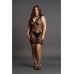 High Neck Lace Mini Dress - Plus Size