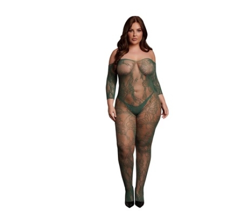 Lace Long-Sleeved Bodystocking - Queen Size