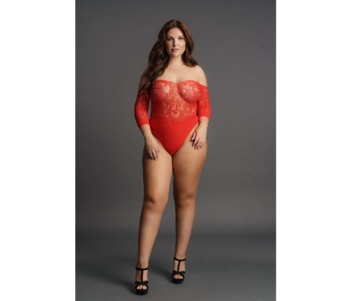 Crotchless Rhinestone Teddy - Plus Size
