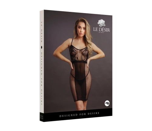 Knee-Length Lace and Fishnet Dress - One Size