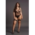 Crotchless Rhinestone Halter Teddy - Plus Size