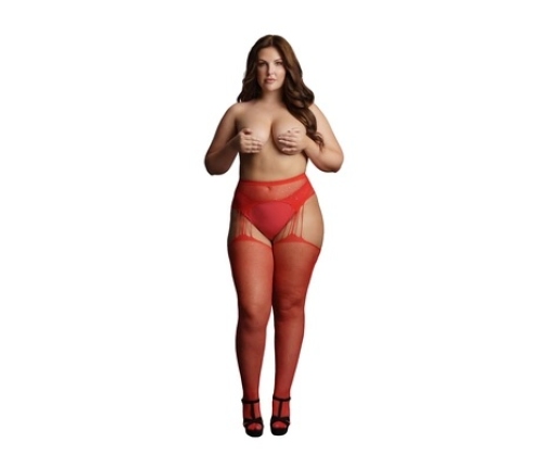 Suspender Rhinestone Pantyhose - Plus Size