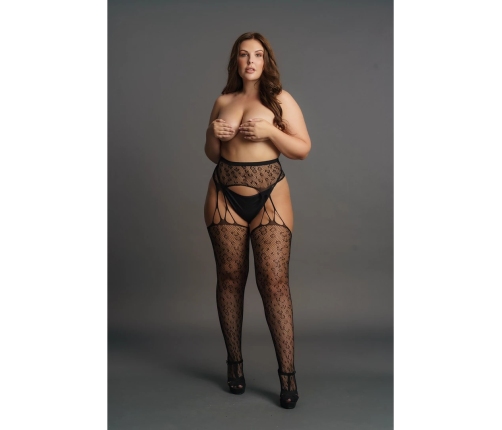Suspender Leopard Pantyhose - Plus Size