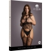Lace Suspender Bodystocking with Round Neck - Plus Size
