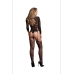Bodystocking with Long Sleeves and Short Turtleneck - OS - Black