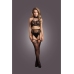 Two Piece with Halter Turtleneck and Pantie with Attached Stockings - OS - Black